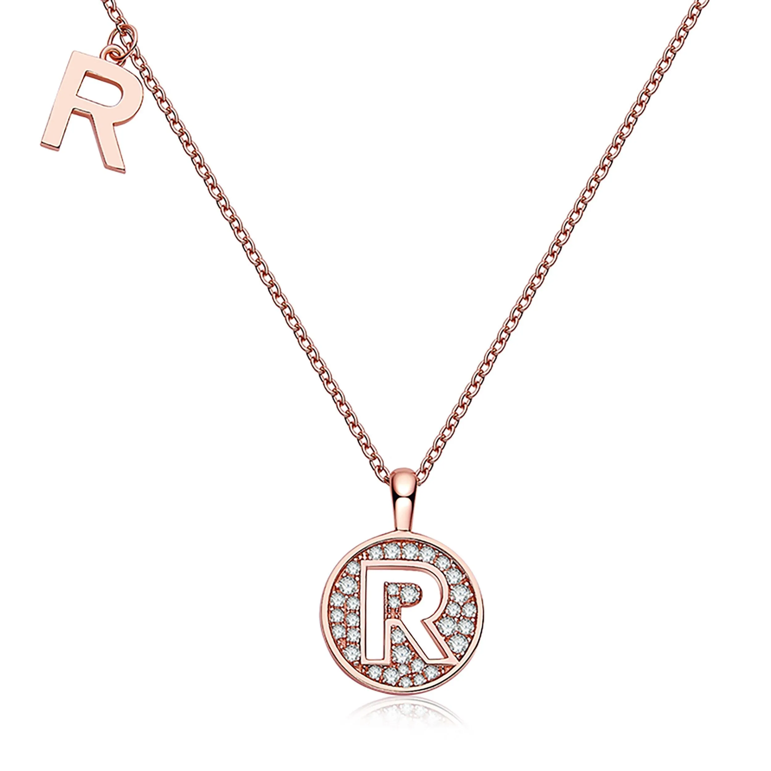 Customized R Letter Moissanite Diamond Necklace