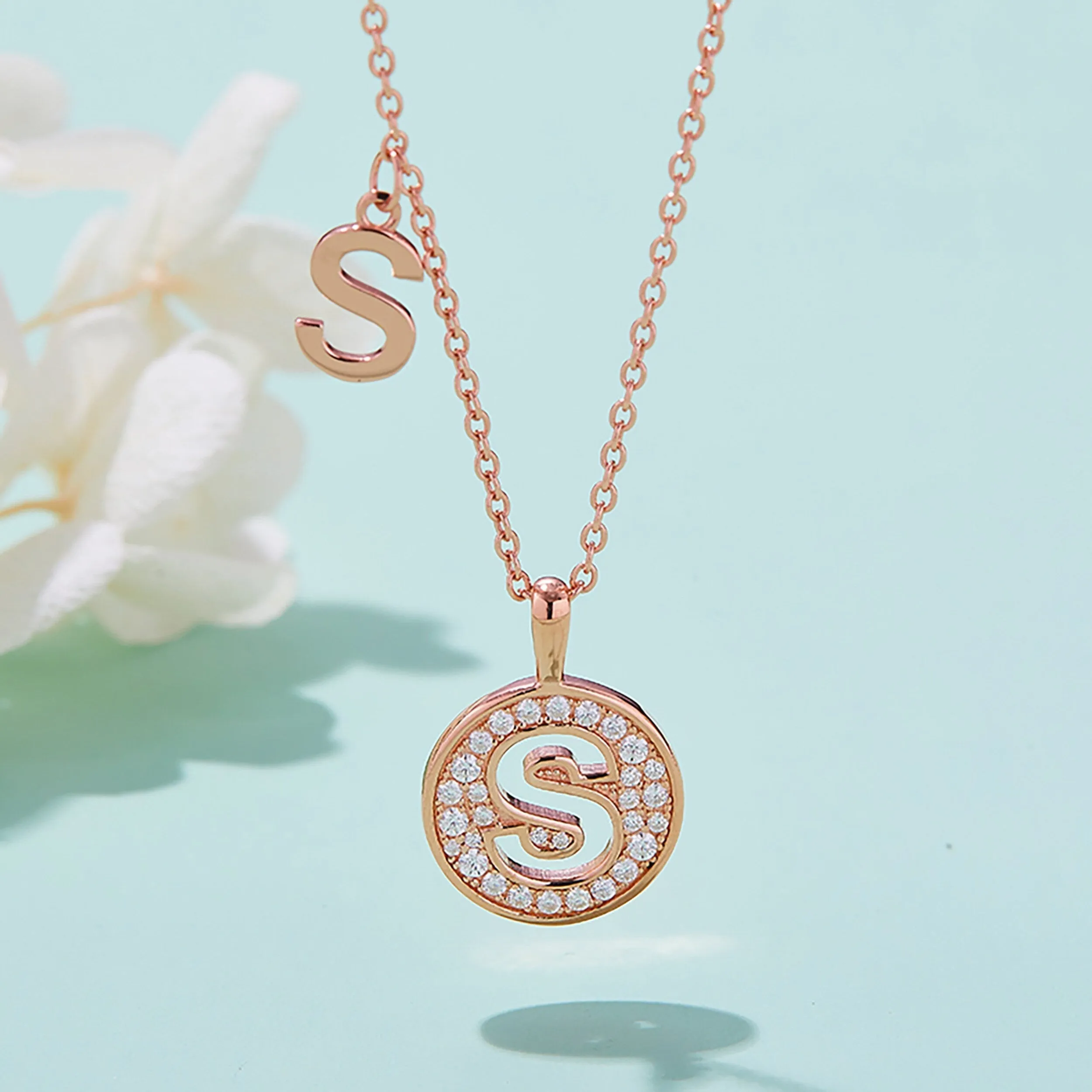 Customized S Letter Moissanite Diamond Necklace