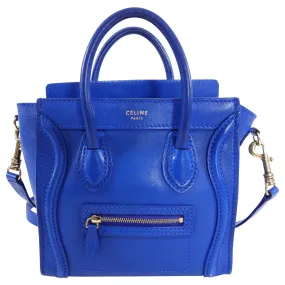 Céline Blue Leather Nano Luggage Tote Crossbody Bag