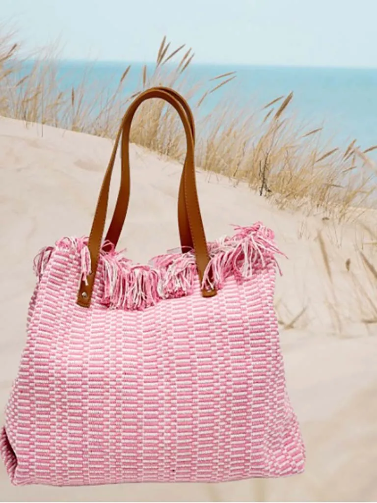 Envy Woven Tote Bag - Pink