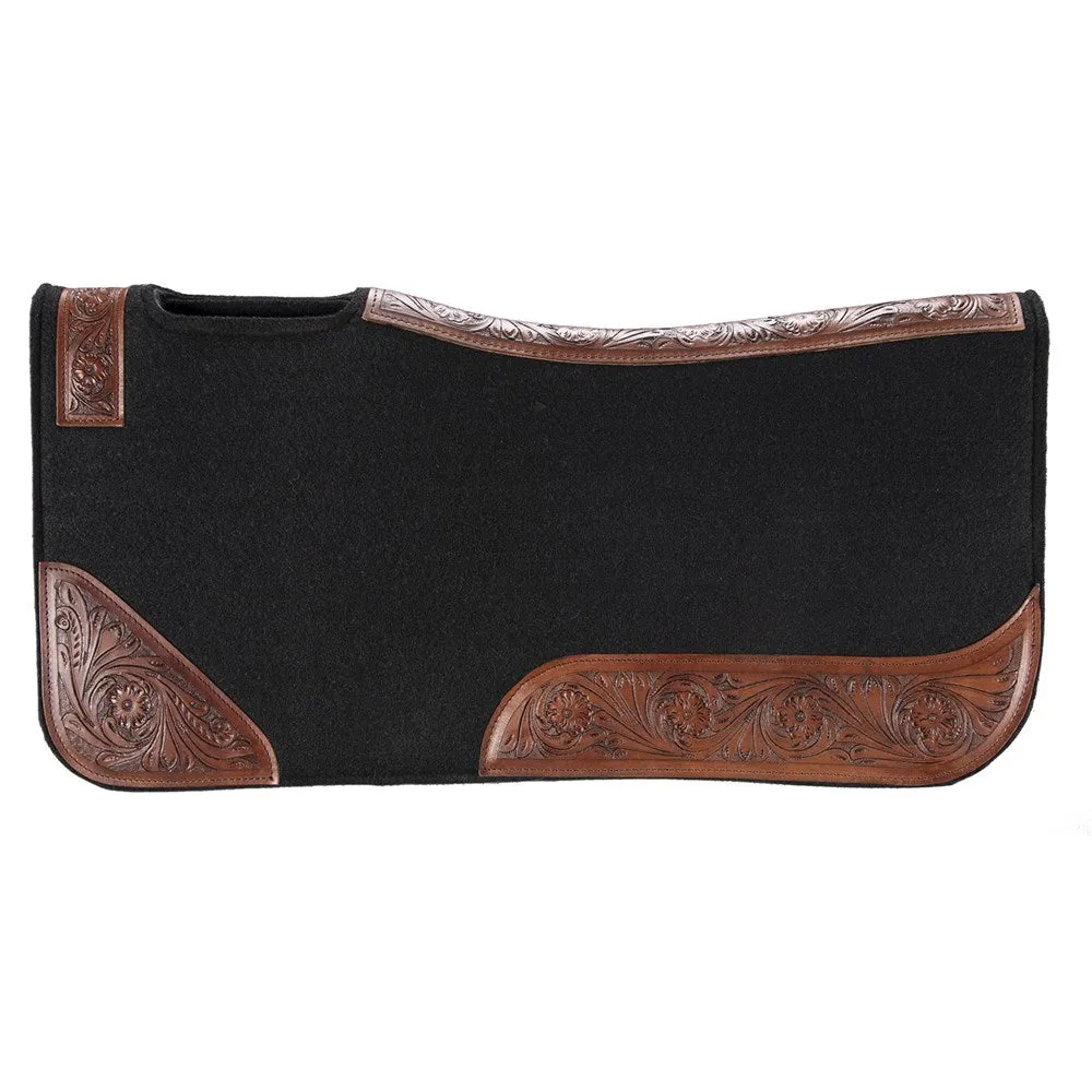 Fort Worth Tooled Floral Felt Saddle Pad