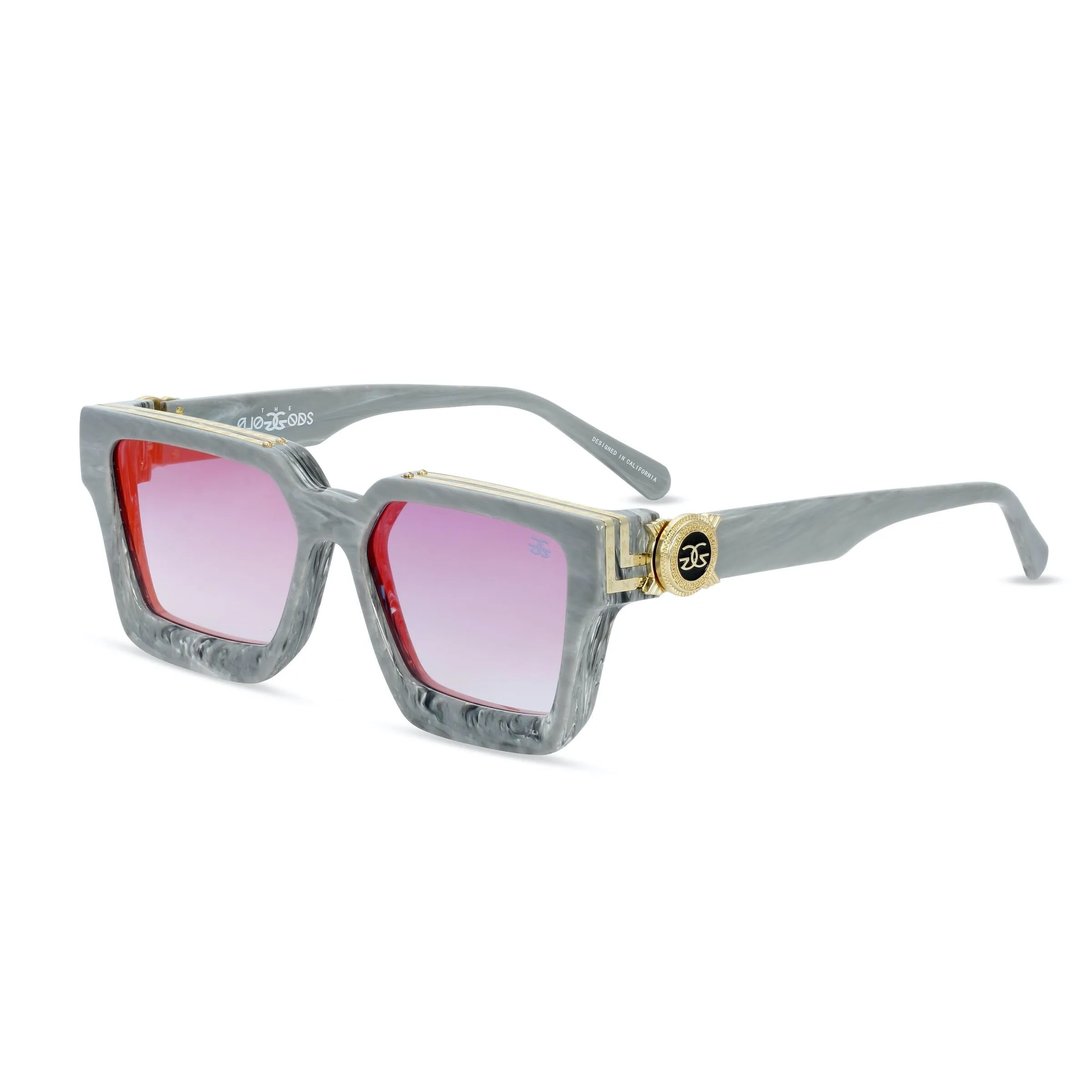 Gold Gods The Virgils Sunglasses - Blue Gradient w/ Red Flash