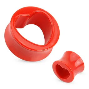 Hollow Heart Red Acrylic Saddle Plug