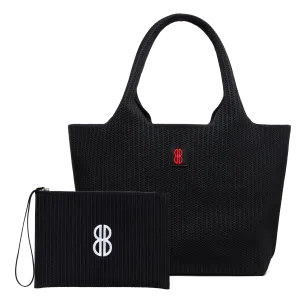 Large - Black Stripe Tote With Pouch