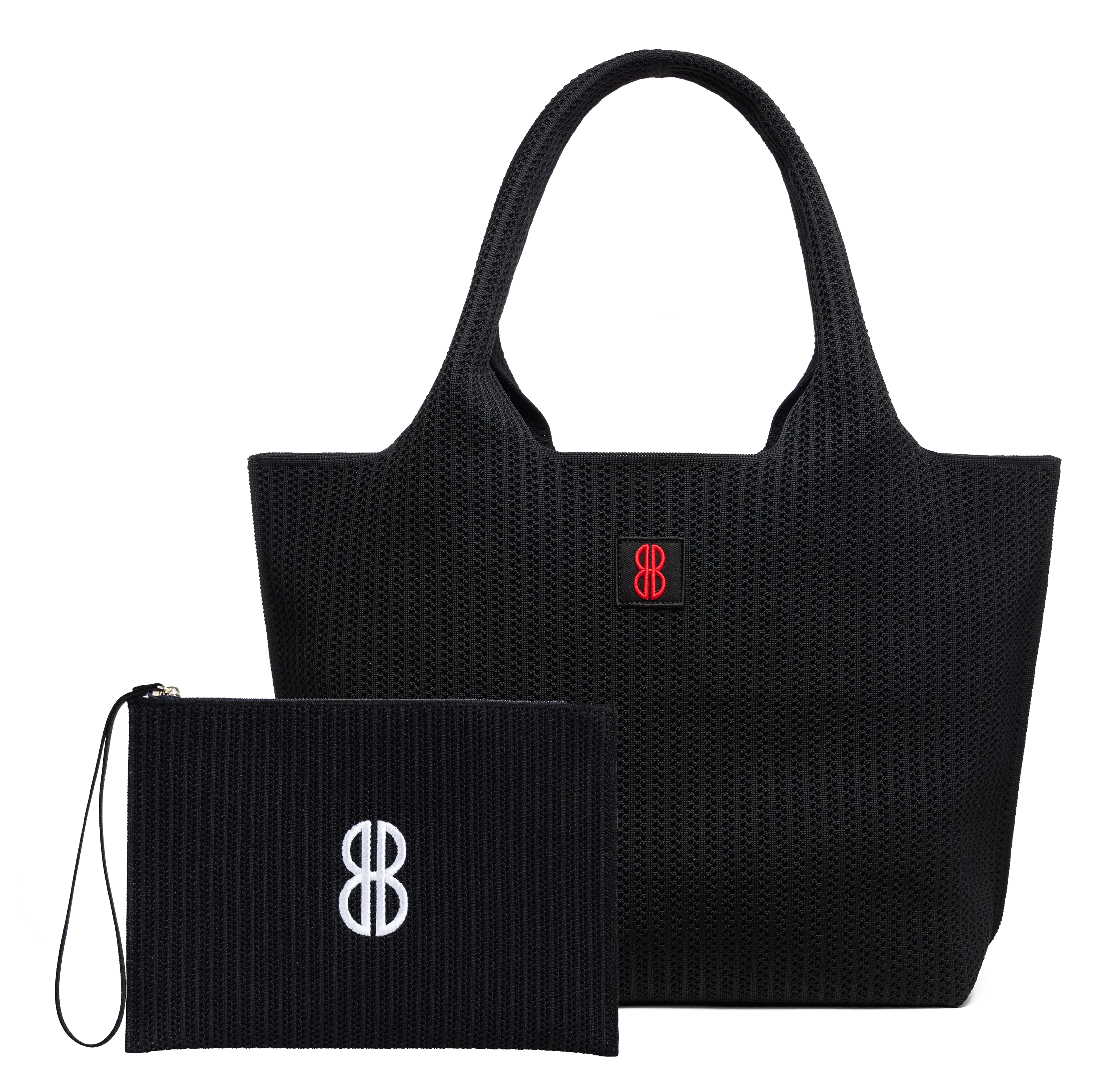 Large - Black Stripe Tote With Pouch