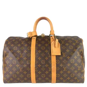 Louis Vuitton Brown Monogram Coated Canvas Keepall 45