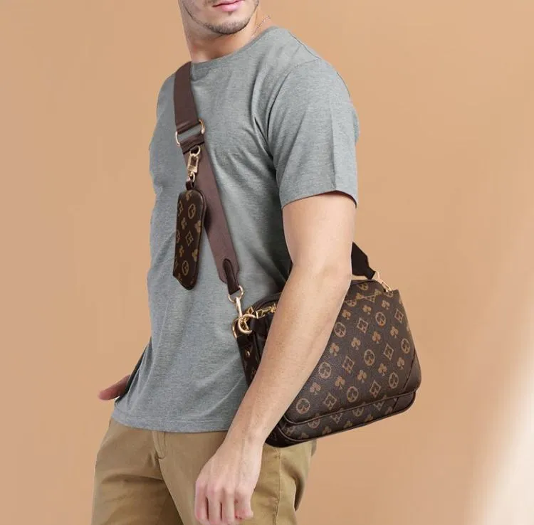 Men's messenger bag new fashion mother-and- child bag three-piece combination small square bag street fashion single shoulder men's bag S4333087