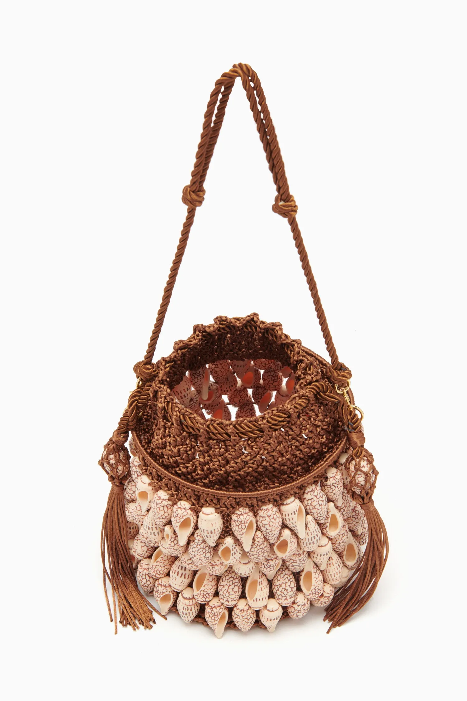 Nadia Seashell Bucket Bag - Pecan Brown