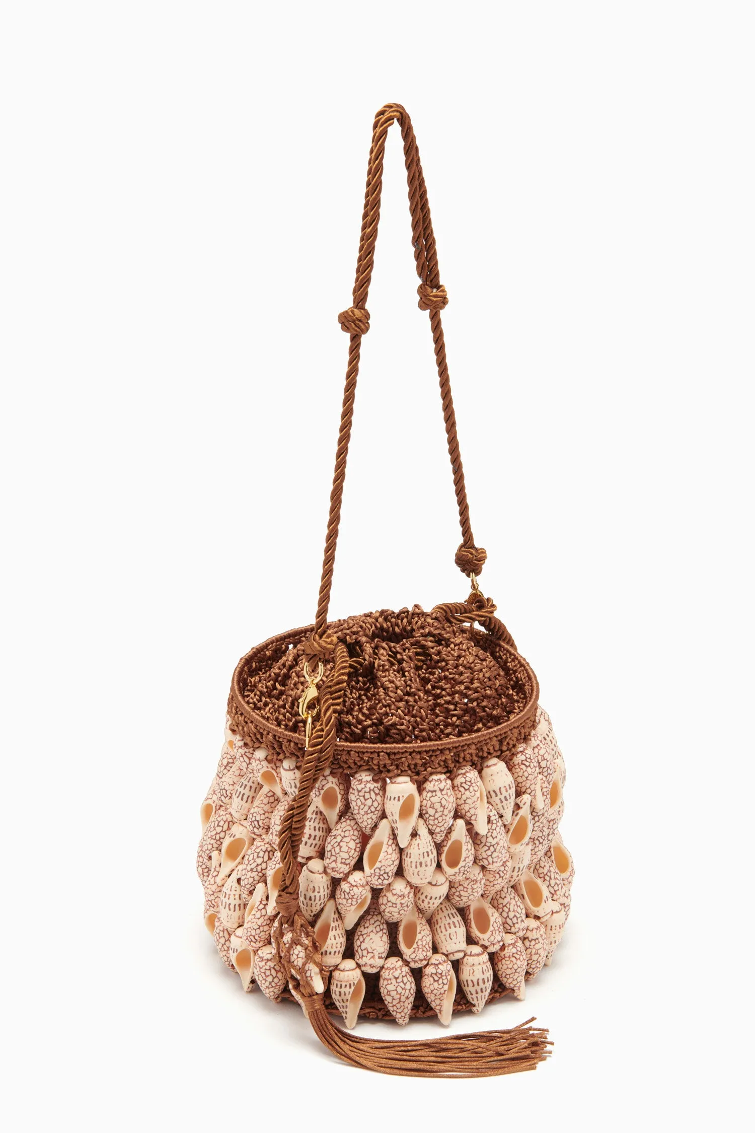 Nadia Seashell Bucket Bag - Pecan Brown