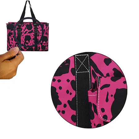 Neon Cow Hot Pink NGIL Zippered Caddy Large Organizer Tote Bag