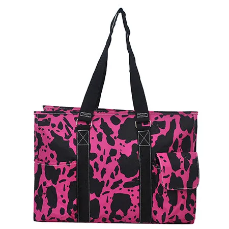 Neon Cow Hot Pink NGIL Zippered Caddy Large Organizer Tote Bag