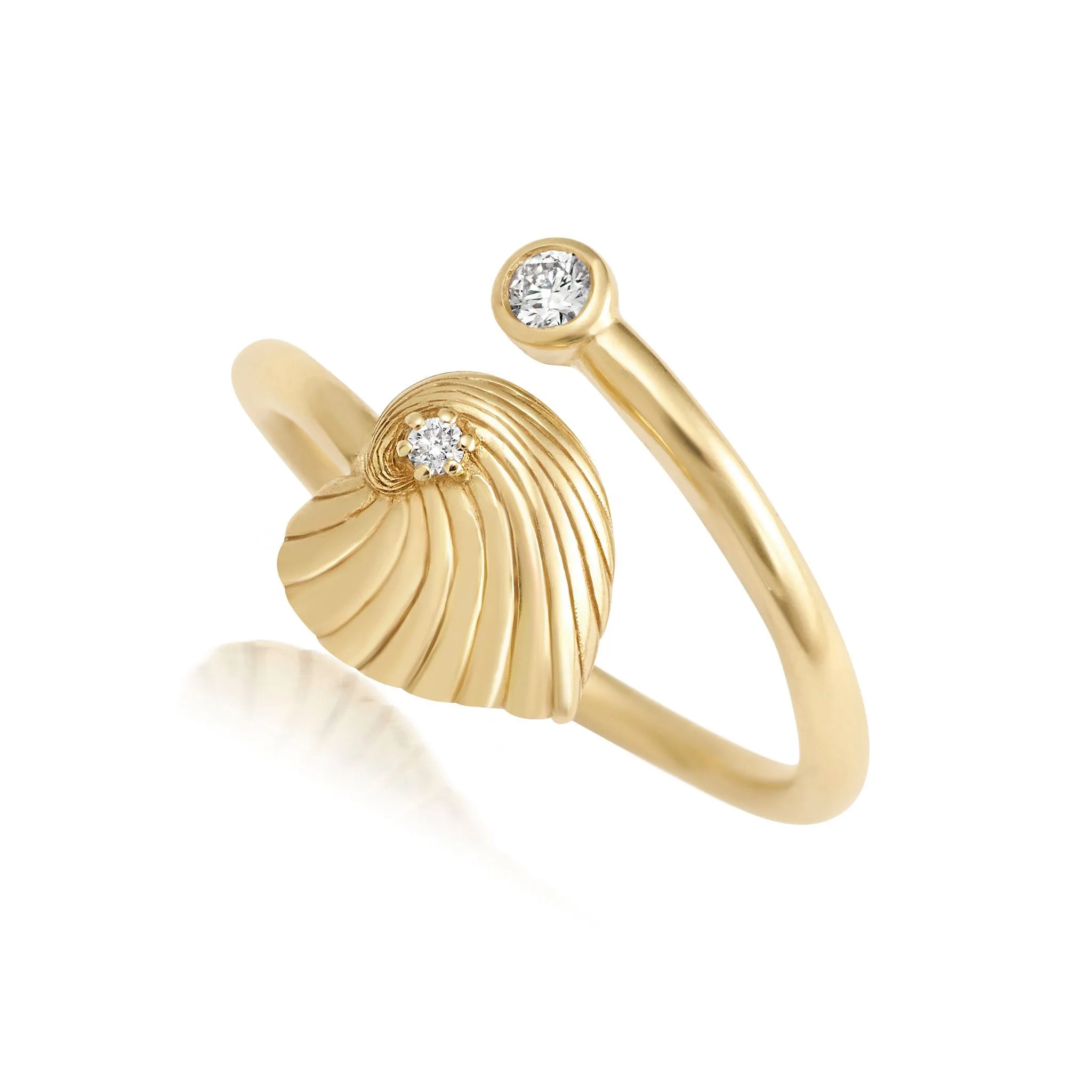 Open Heart Shell Ring