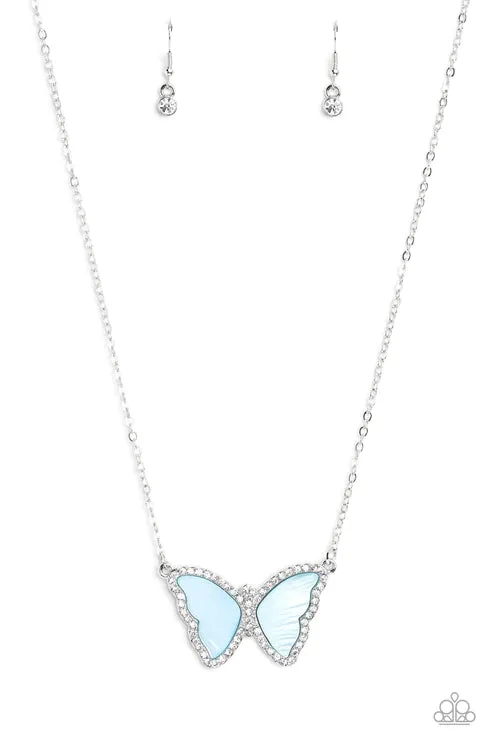 Paparazzi SHELL-Bound Blue Necklace & Earring Set