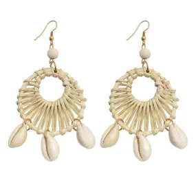 Puka Shell Cowrie Statement Dangle Earrings