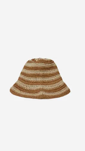 Rafia Bucket Hat - Camel Stripe