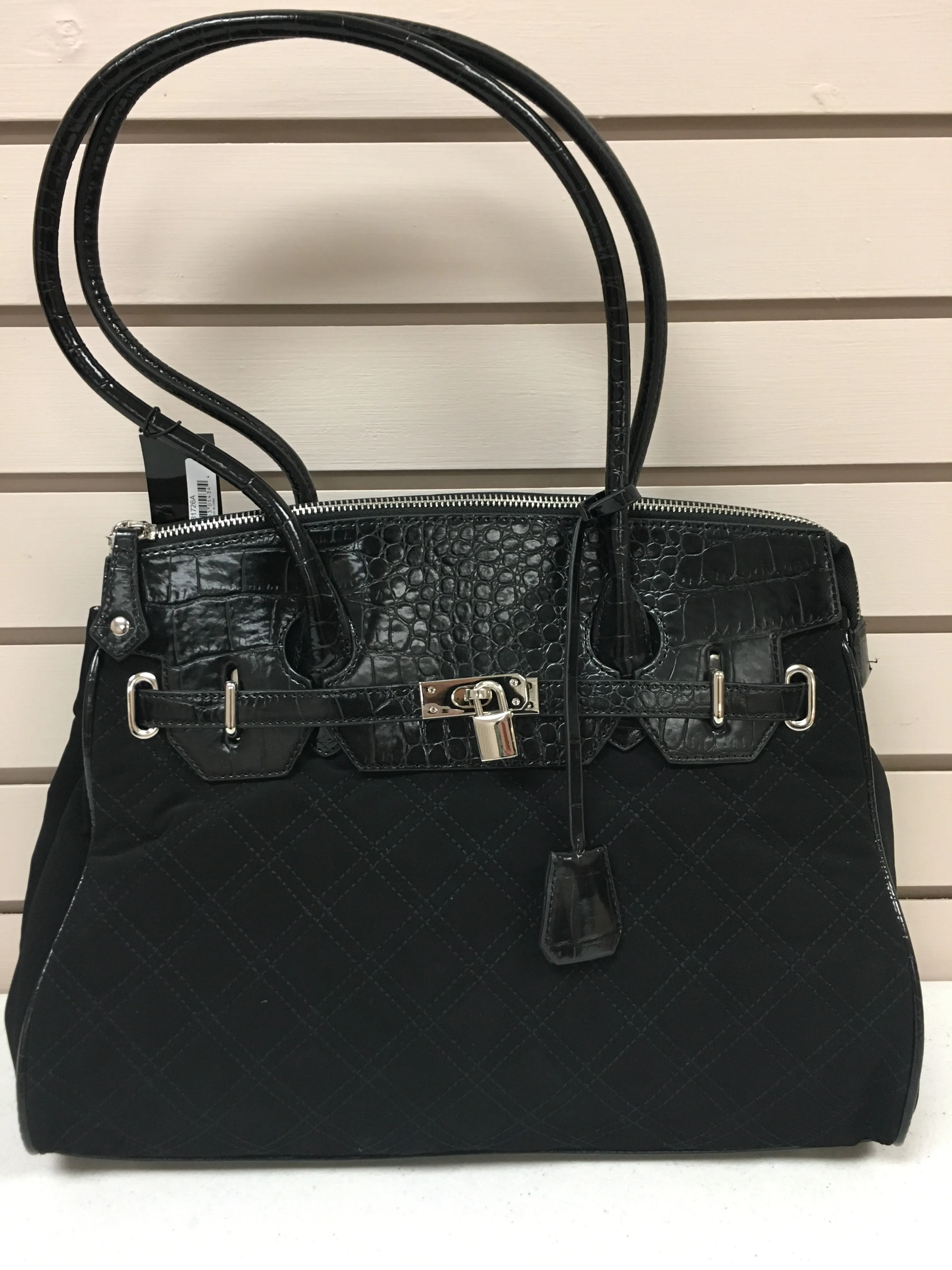 Reptile Patent/Quilted Suede Handbag