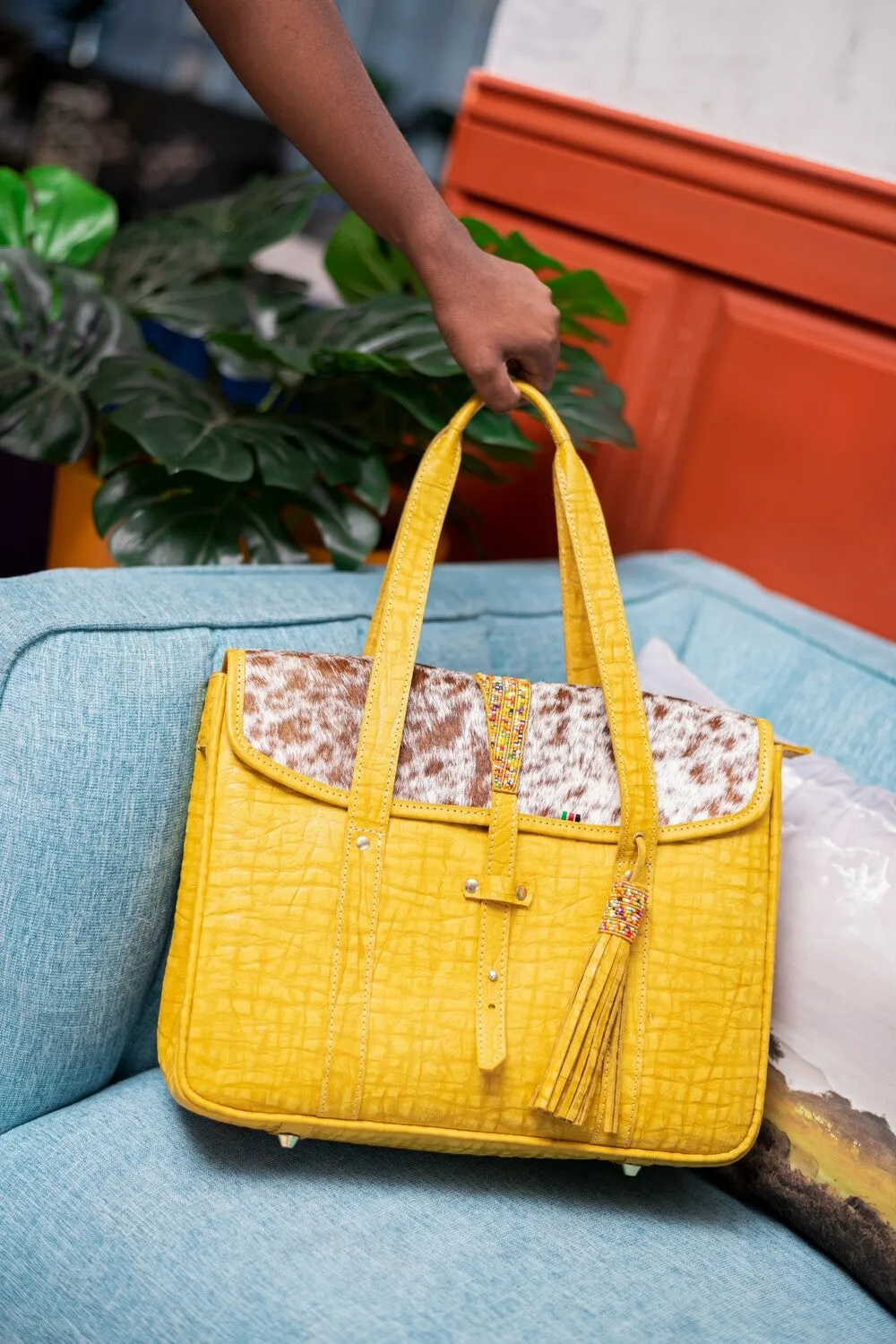 Serengeti Yellow Bead Detail Handbag