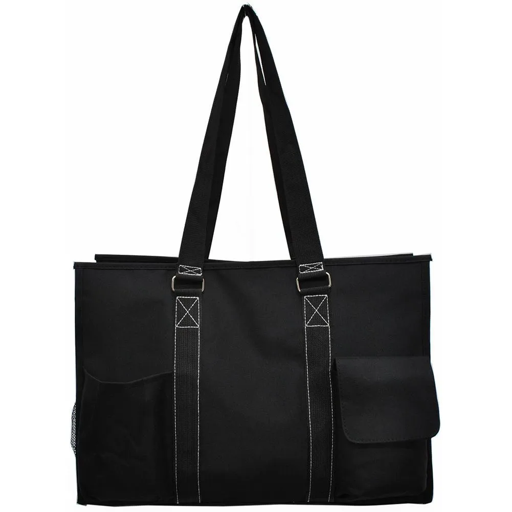 Solid Black NGIL Zippered Caddy Large Organizer Tote Bag