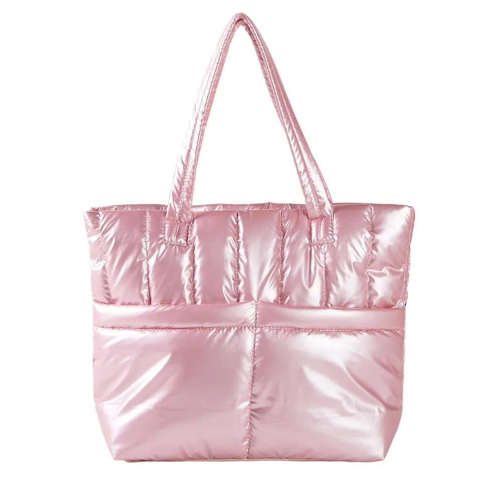 Solid Puffer Tote Shoulder Bag