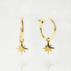 Star Charm Hoops In Gold Vermeil