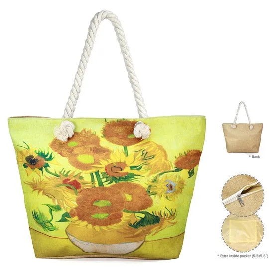 Sunflowers by Vincent Van Gogh Print Beach Tote Bag