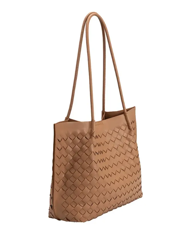 Victoria Vegan Leather Tote Bag - Tan