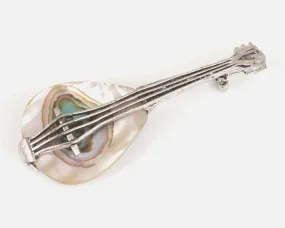 Vintage Jewelry-Paua Shell Mandolin Brooch-Hat Pin-Artist Jewelry-Lapel Pin-Jewelry Gift for Music Lover or Music Teacher