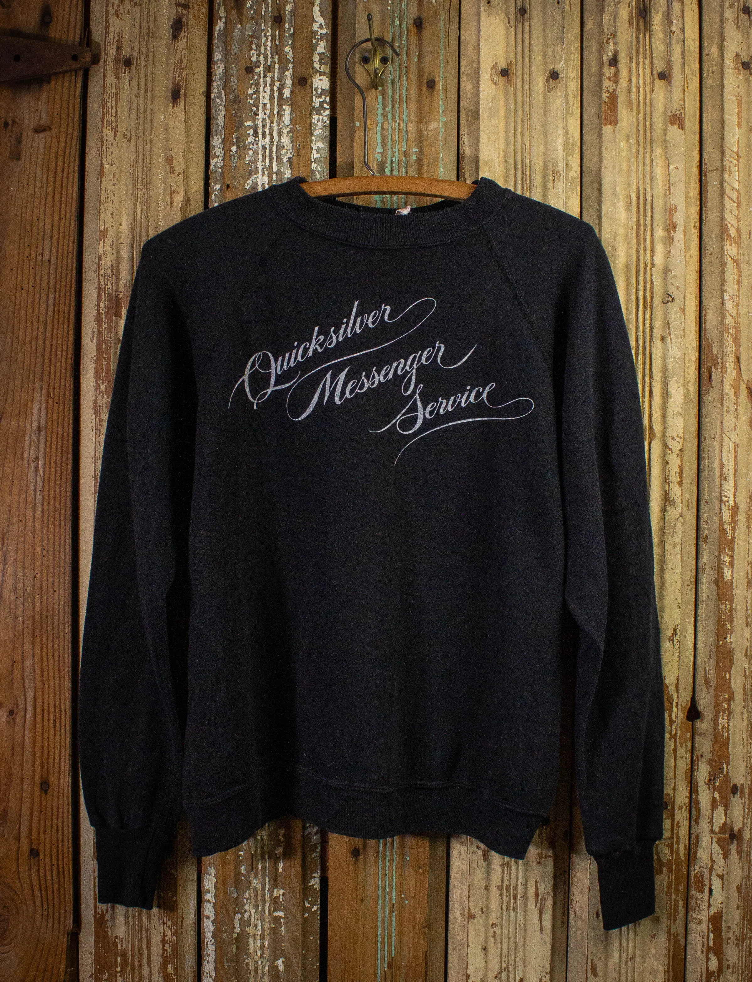 Vintage Quicksilver Messenger Service Solid Silver Concert Sweatshirt 1975 Black Medium